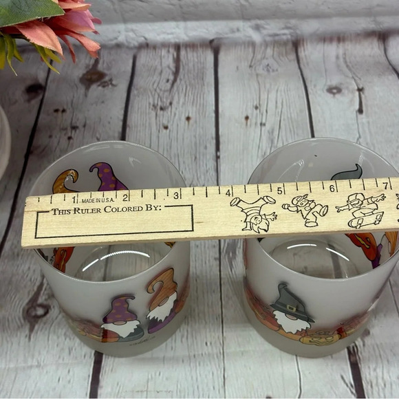 culver frosted lowball tumblers barware whiskey gnomes pumpkins fall halloween - Picture 5 of 7
